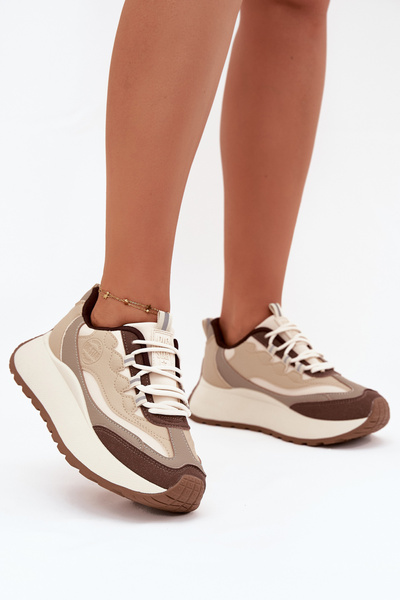 Damen Sneakers Auf Plattform Big Star SS274002 HI-POLY SYSTEM Beige