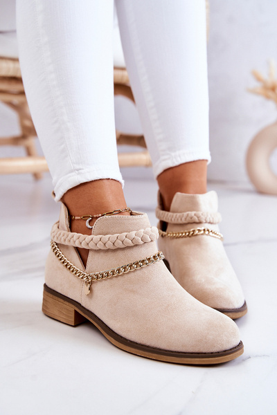 Suede Boots With A Chain Beige Talitha
