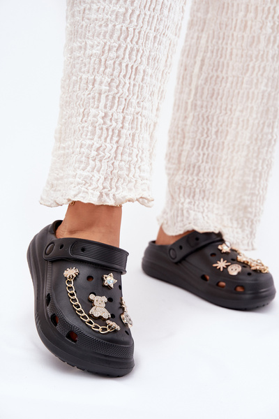 Claquettes Femmes En Mousse Avec Broderies Noires Linaviela