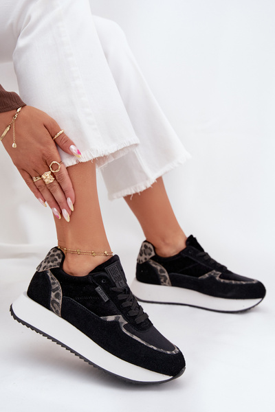 Női Velúr Sneakers Big Star OO274A312 HI-POLY SYSTEM Fekete Párduc