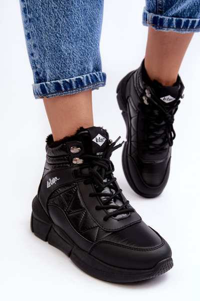 Bottes Fourrées À Talon Plateforme Pour Femme Lee Cooper LCJ-23-44-1984 Noir
