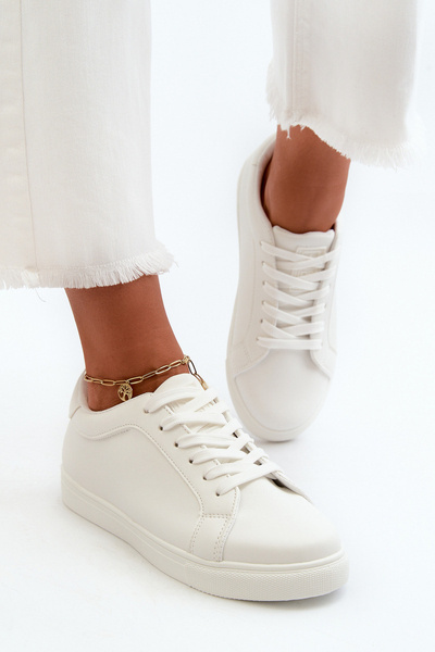 Baskets de sport basses pour femmes en cuir écologique blanc Diunna