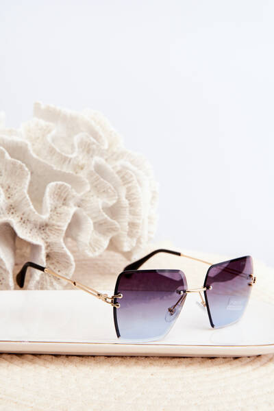 Lunettes de Soleil Femme Verres Dégradés UV400 Doré-Bleu