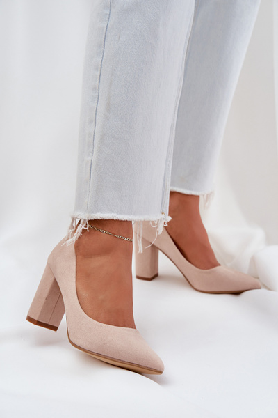 Escarpins à talon en suède éco beige Florena