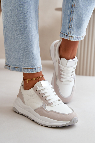Baskets à plateforme pour femmes en cuir écologique blanc Issatta