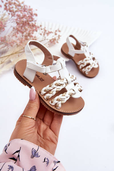 Sandales Enfant Velcro À Rayures Blanc Sammy