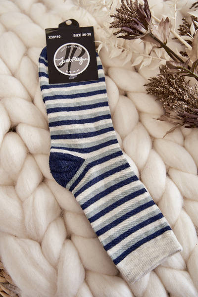 Chaussettes classiques en coton pour femmes, rayées multicolores