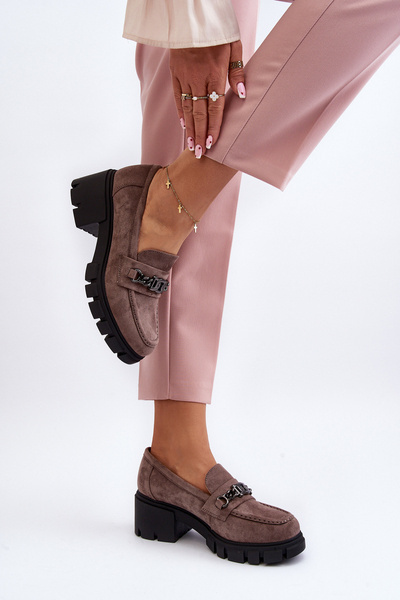 Mocassins beiges sur talon épais Eriella