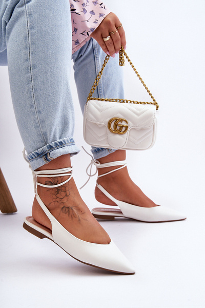Ballerines à lacets pour femmes blanches Lilly Ann