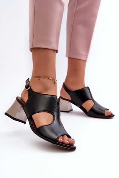 Damen Ledersandalen mit hohem Absatz von Maciejka 06566-01 Schwarz