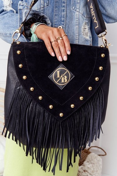 Women's Messenger Bag With Fringes LAURA BIAGGI Black