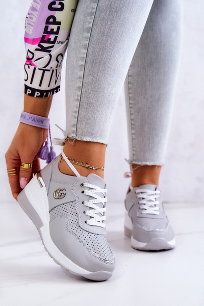 Chaussures de sport en cuir pour femmes Baskets Gris Loissa