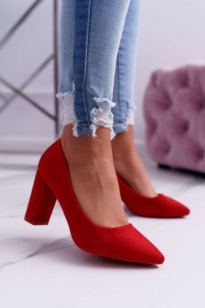 Sandale stiletto pentru femei din piele de căprioară zmeură roșie