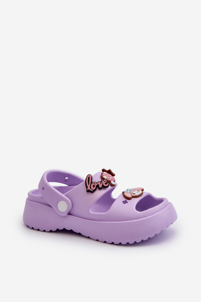 Leichte Kinderschaumstoff-Sandalen mit lila Verzierungen Ifrana