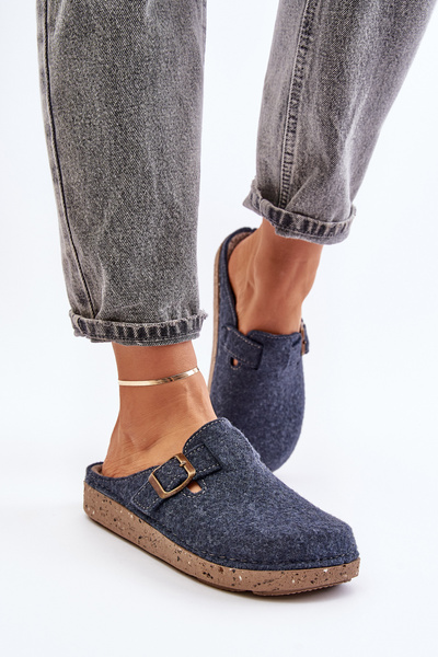 Bequeme Damenpantoletten mit Schnalle Inblu ED000019 dunkelblau