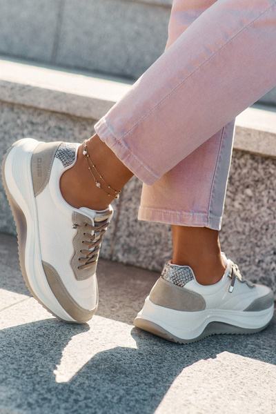 Adidași Din Suede Pentru Femei Pe Platformă Big Star RR274A344 HI-POLY SYSTEM Bej