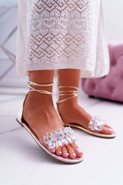 Damen Sandalen Lu Boo Kristalle Rosa Madina