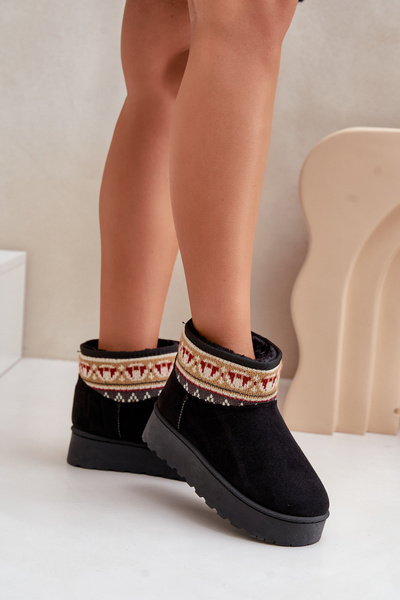 Damen Schneestiefel Mit Muster Auf Plattform Schwarz Avatharia
