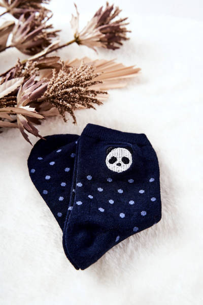 Șosete pentru copii în puncte Panda Blue Navy