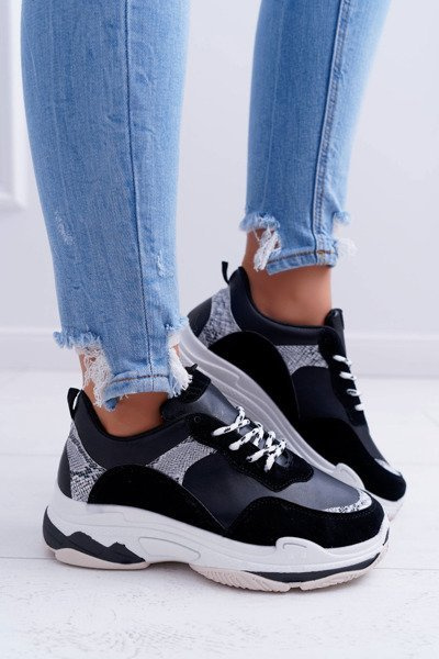 Women's Sports Schuhe mit dicker Sohle Schwarz Erinnern