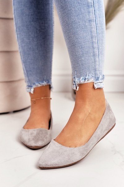 Ballerine delicate din piele de căprioară delicată Grey Dermeno