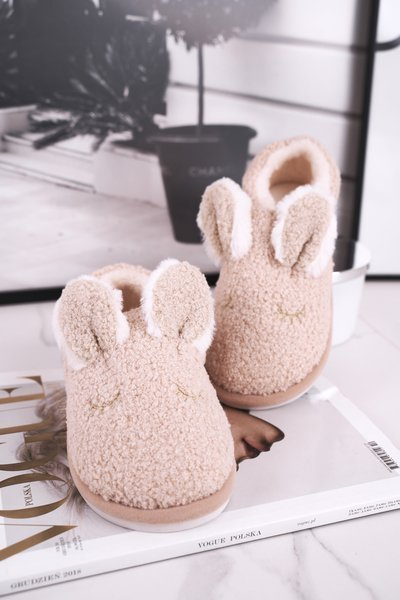 Chaussons Femme Avec Fourrure Lapin Beige Goody