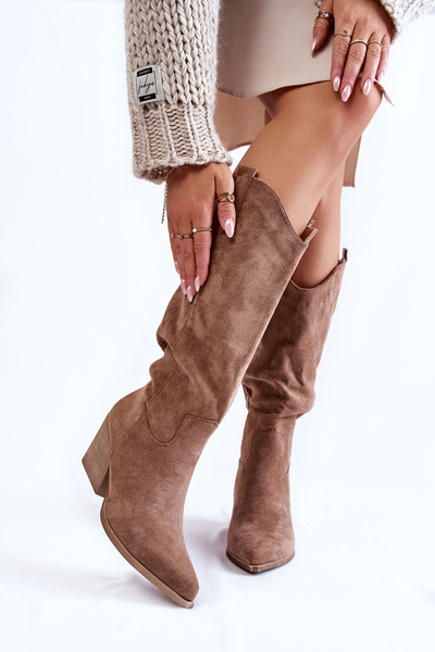 Bottes Cowboy En Daim Pour Femme Marron Alaina