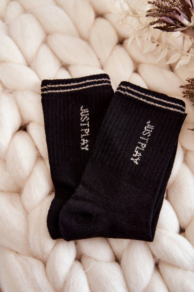 Chaussettes de sport femme inscription verticale Just Play noir
