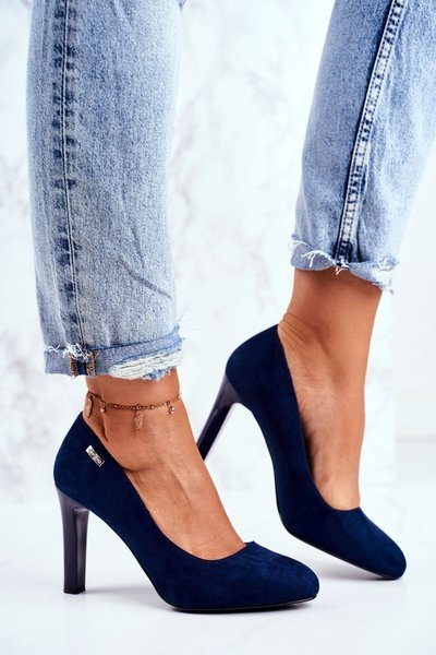 Femei Suede Stiletto pompează Sergio Leone Navy Blue Campbell