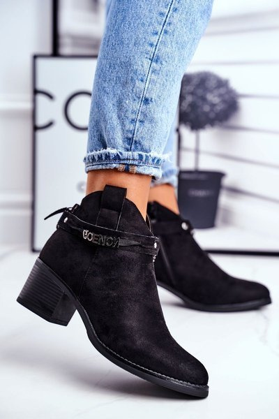 Women’s Boots On Heel Warm Black Fevim
