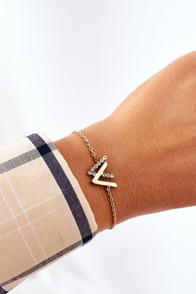 Bracelet chaîne avec zircons cubiques doré