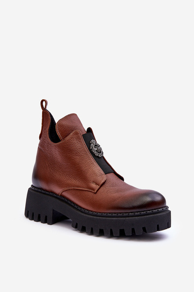 Damen Lederstiefel Mit Dekoration Braun Lusanna