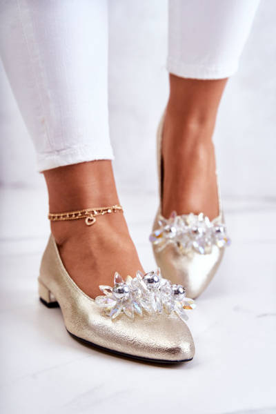 Ballerinas aus Leder mit eleganter goldener Millany-Verzierung