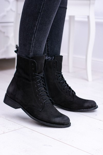 Leder Schwarz Damen The Island Stiefel