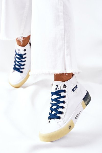 Adidaje înalte din piele pentru femei Big Star II274137 Alb