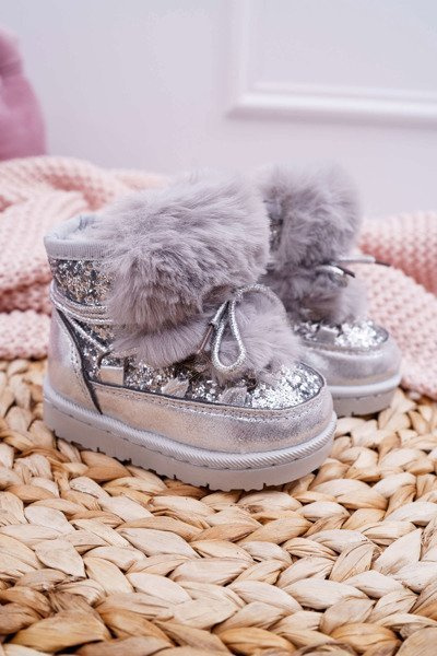 Kinder Schneestiefel mit Fleece Silber Minnie Mouse