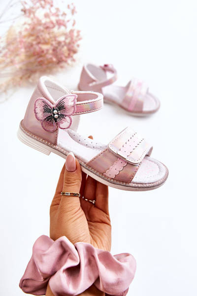 Sandales Enfant Avec Papillon Rose Nicoll