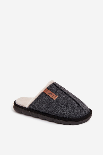 Herrenhausschuhe mit warmer Fell Schwarz Darielle