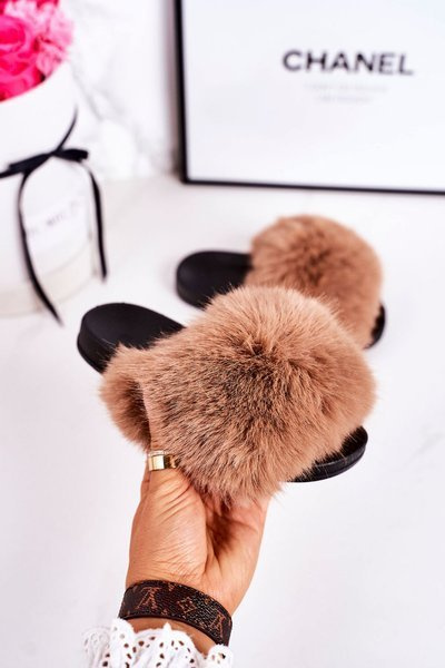 Children's Slippers With Fur Light Brown Fashionista