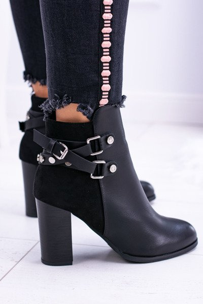 Black Stiletto Boots with Straps Lico Suede Nevada
