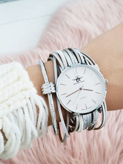 Montre Michael John pour femme avec bracelet rétro Pepero Grey