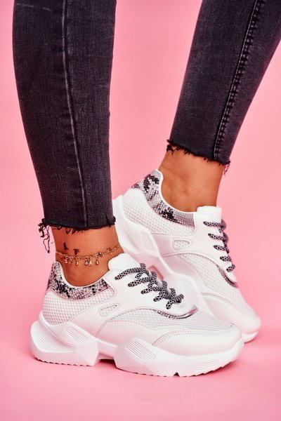 Chaussures Sportivo en peau de serpent pour femmes, Giselle blanche