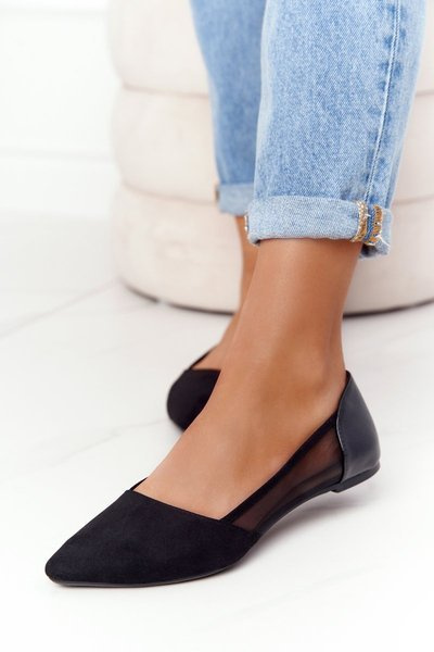 Mesh Pointed Ballettschuhe Schwarz Melania