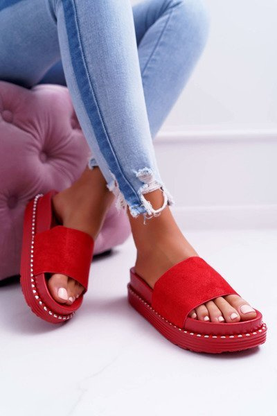 Femei înalte flip -flops kadela roșie