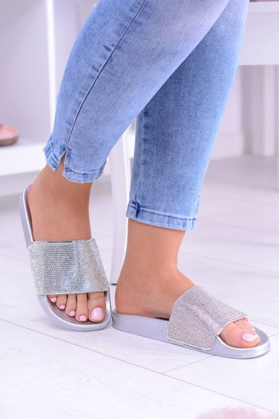 Women's Flip Flops With Zircons LadyCristal Silver