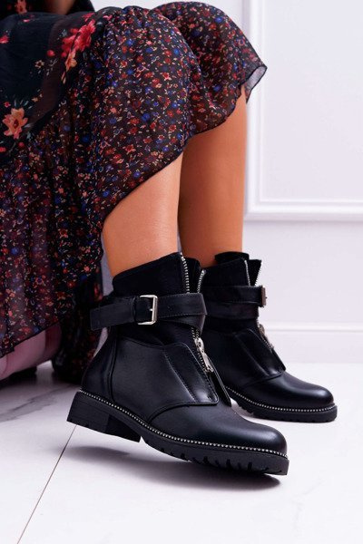 Bottes à talons plats pour femmes militaires noires Travist