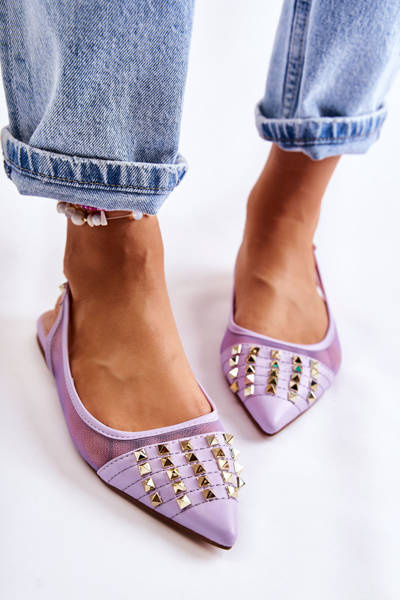 Női balerinák szegecsekkel, Purple Kinley