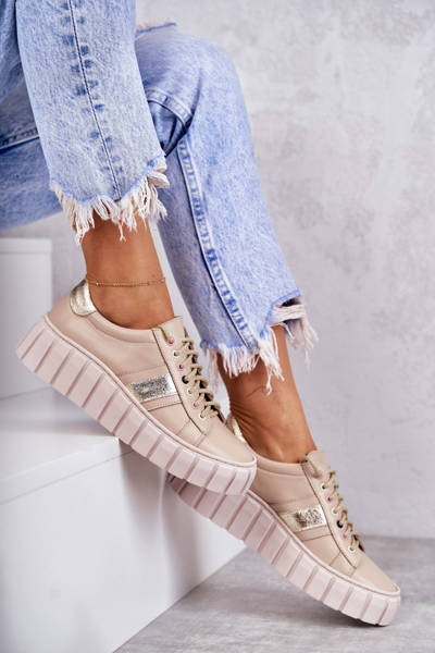 Chaussures de sport en cuir nouées pour femmes Blanc et bleu Ariva