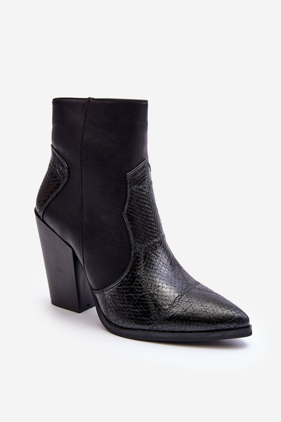 Women's Leather Cowboy Boots Black Fiorene