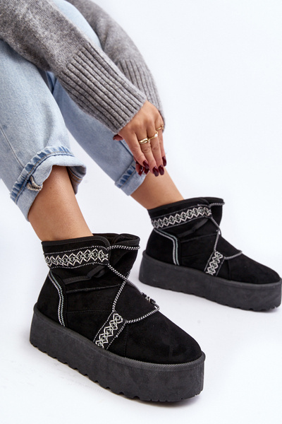 Damen Schneestiefel mit dicker Sohle und Schnürung schwarz Milson